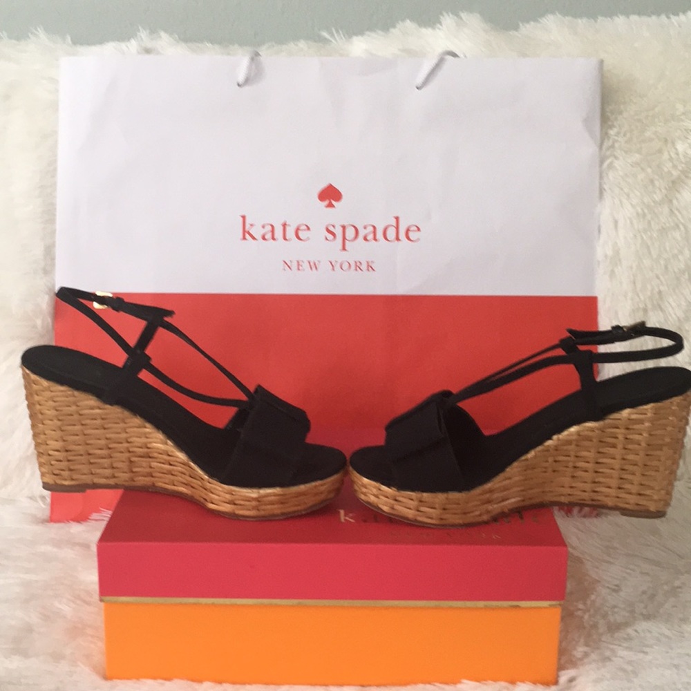 Kate Spade Black canvas wedge in its original box! - Picture 5 of 7